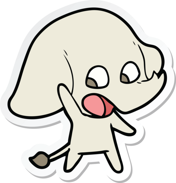 Bir insan tarafından çizilmiş şirin bir fil çıkartması.