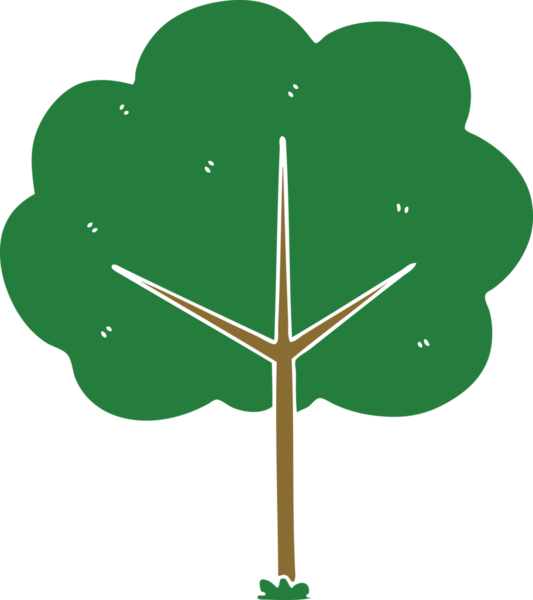 Bir insan tarafından çizilmiş tuhaf bir çizgi film ağacı.