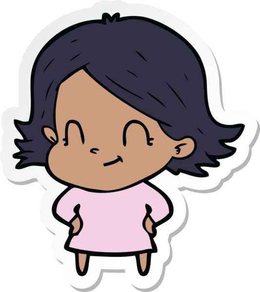 Bir insan tarafından çizilmiş, karikatür dostu bir kızın çıkartması.