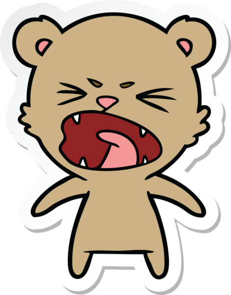 Bir insan tarafından çizilmiş kızgın bir çizgi film ayısının çıkartması.