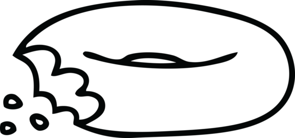 Bir insan tarafından çizilmiş garip çizgi film ısırılmış simit.