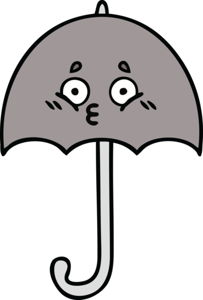 Bir insan tarafından çizilmiş şirin şemsiye karikatürü.