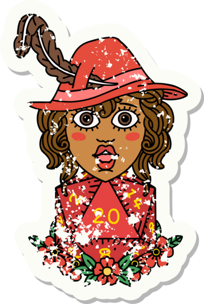 Bir insan tarafından çizilmiş 20 zarlı Retro Dövme Tarzı insan ozanı