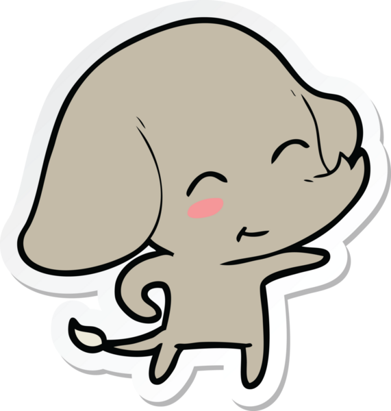 Bir insan tarafından çizilmiş şirin bir fil çıkartması.