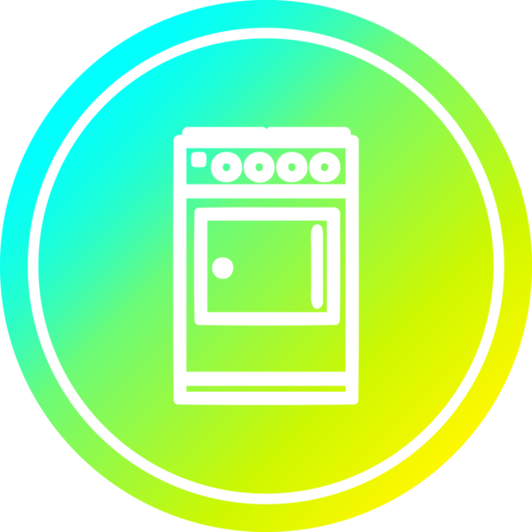 Bir insan tarafından çizilmiş havalı gradyan bir mutfak fırını dairesel simgesi