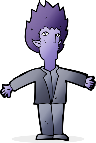 Bir insan tarafından çizilmiş bir vampir çizgi filmi.