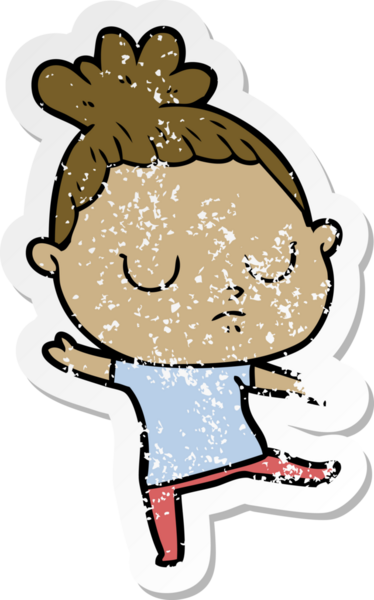 Bir insan tarafından çizilmiş sakin bir karikatür çıkartması.