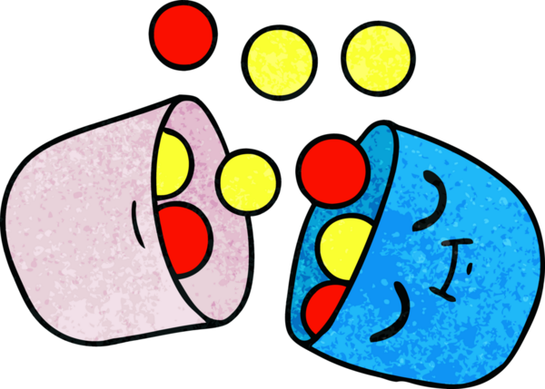 Bir insanın çizdiği gülümseyen hapın serbest çizimi.