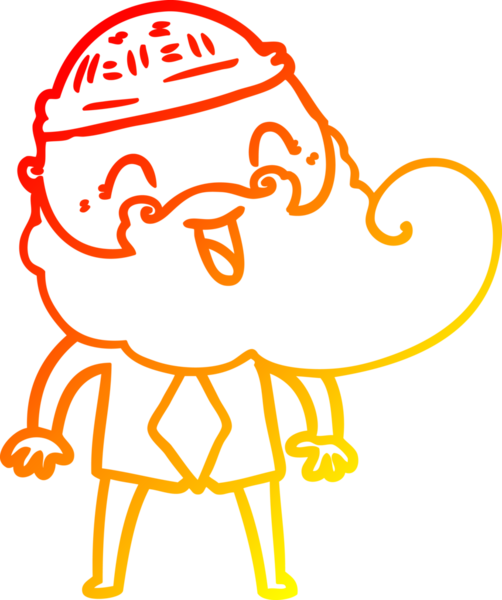 Bir insan tarafından çizilmiş mutlu sakallı bir adamın sıcak çizgisi.