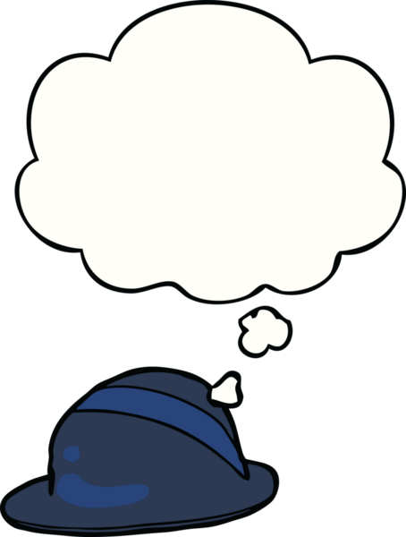 Bir insan tarafından çizilmiş düşünce balonlu çizgi film melon şapkası.