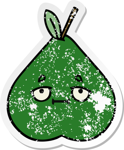 Bir insan tarafından çizilmiş şirin bir armutun sıkıntılı çıkartması.