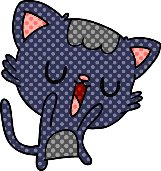 Bir insan tarafından çizilmiş kawaii kedisinin serbest çizimi.