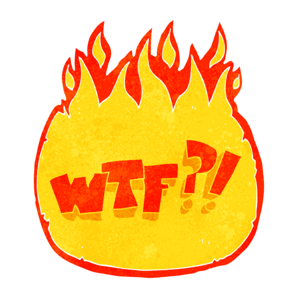 Bir insan tarafından çizilmiş serbest çizim retro karikatür WTF sembolü