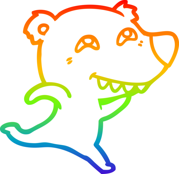 Bir insan tarafından çizilmiş dişleri gösteren karikatür kutup ayısının çizimi.