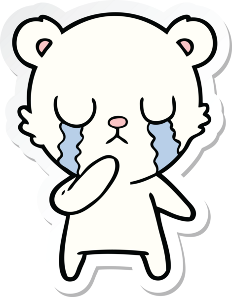 Bir insan tarafından çizilmiş ağlayan kutup ayısının çıkartması.