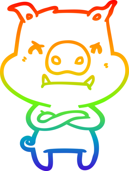 Bir insan tarafından çizilmiş kızgın çizgi film domuzu çizimi.