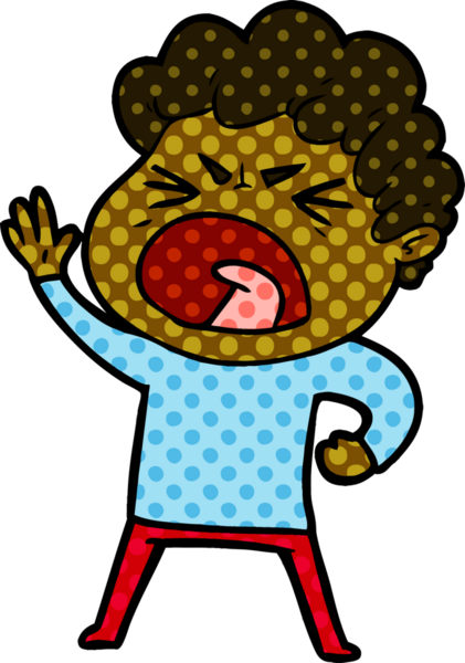 Bir insan tarafından çizilmiş öfkeli bir adam.