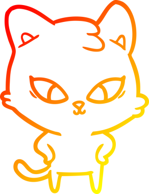 Bir insan tarafından çizilmiş sevimli bir çizgi film kedisinin sıcak çizgi çizgisi.