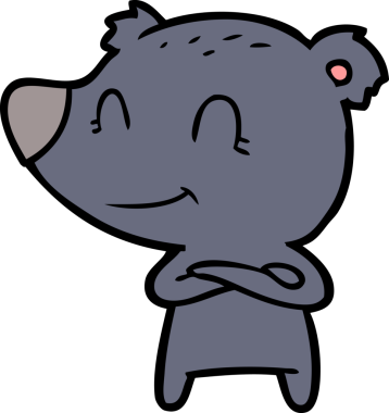 Bir insan tarafından çizilmiş gülümseyen ayı çizgi filmi.