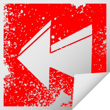 Bir insan tarafından çizilmiş sıkıntılı kare soyma etiketi ilginç sembol oku