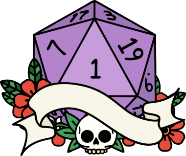 Retro Dövme Biçimi Doğal Bir d20 zar bir insan tarafından çizildi