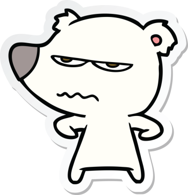 Bir insan tarafından çizilmiş kızgın ayı kutup karikatürü çıkartması.