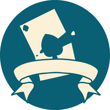 bir insan tarafından çizilmiş yırtık bir kartın pankartıyla dövme biçimi simgesi