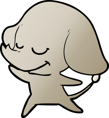 Bir insan tarafından çizilmiş gülümseyen bir fil.