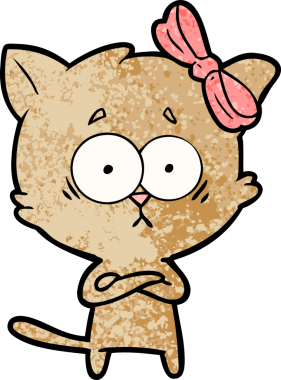 Bir insan tarafından çizilmiş çizgi film kedisi.