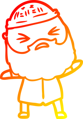 Bir insan tarafından çizilmiş sakallı bir çizgi film karakteri.