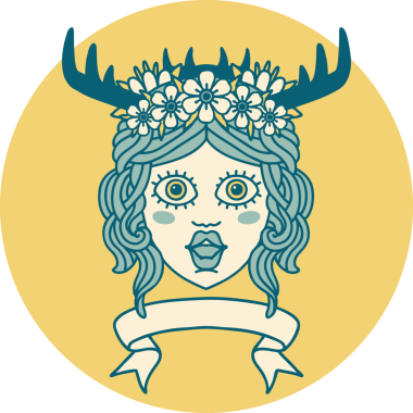 Retro Dövme Tarzı İnsan Druid karakteri Bir insan tarafından çizilmiş pankartıyla