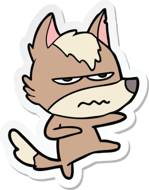 Bir insan tarafından çizilmiş kızgın bir kurdun çıkartması.