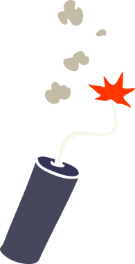 Bir insan tarafından çizilmiş dinamit çubuğunun el çizimi karikatürü.