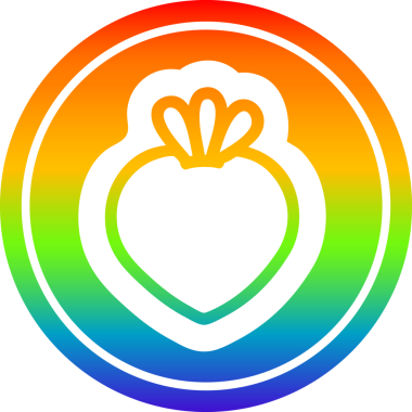 Taze meyve dairesel ikonu gökkuşağı gradyan bir insan tarafından çizilmiş