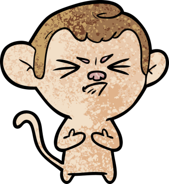 Bir insan tarafından çizilmiş sinir bozucu bir maymun.