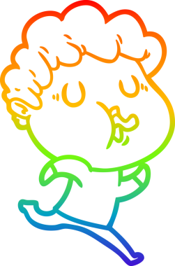 Gökkuşağı gradyan çizimi bir insan tarafından çizilmiş bir çizgi film karakteri.