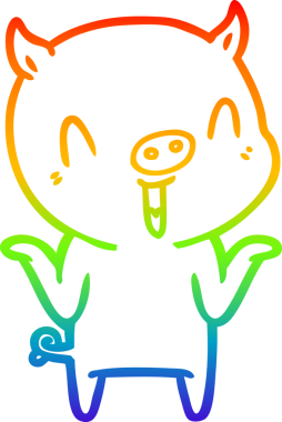 gökkuşağı gradyan çizimi mutlu çizgi domuz çizimi bir insan tarafından çizilmiş