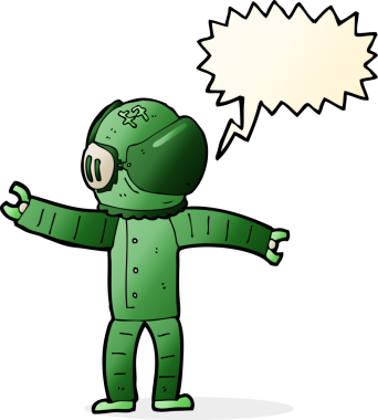 Bir insan tarafından çizilmiş konuşma balonu olan bir astronot.