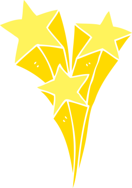 Bir insan tarafından çizilmiş düz renkli çizgi film yıldızları