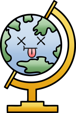 Bir insan tarafından çizilmiş dünyanın gölgeli bir karikatürü.