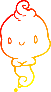 Bir insan tarafından çizilmiş sevimli bir çizgi film hayaletinin sıcak çizgi çizimi.