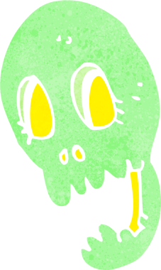 Bir insan tarafından çizilmiş komik bir kafatası.