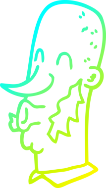 Bir insan tarafından çizilmiş koyun pirzolası sakallı bir çizgi film adamı çizimi.