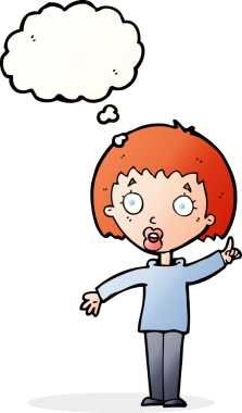 Çizgi filmdeki kadın bir insan tarafından çizilmiş düşünce balonuyla anlatmak istediği şeyi anlatıyor.