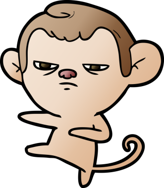 Bir insan tarafından çizilmiş sinir bozucu bir maymun.