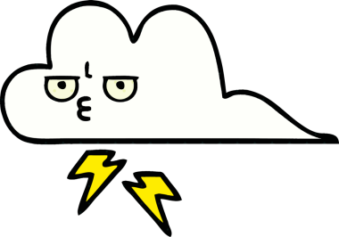 Bir insan tarafından çizilmiş bir gök gürültüsü bulutu çizgi filmi.