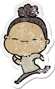 Bir insan tarafından çizilmiş barışçıl yaşlı bir kadının sıkıntılı çıkartması.