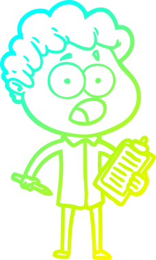 Bir insan tarafından çekilen şaşkınlık içinde soluk soluğa bir çizgi film karakteri çizimi.