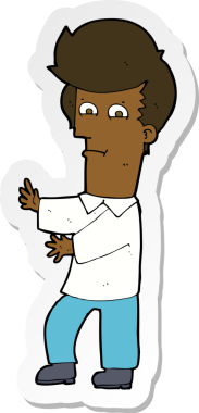 Bir insan tarafından çılgınca çizilmiş bir karikatür adamın çıkartması.