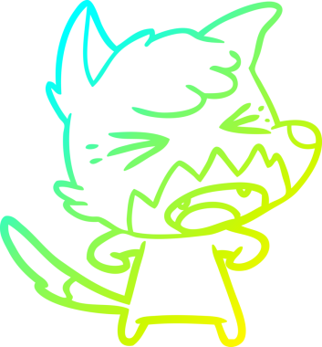 Bir insan tarafından çizilmiş kızgın bir tilkinin soğuk çizgi çizimi.